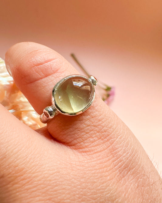 Nephrite ~Orange Zircon Sterling Silver Ring