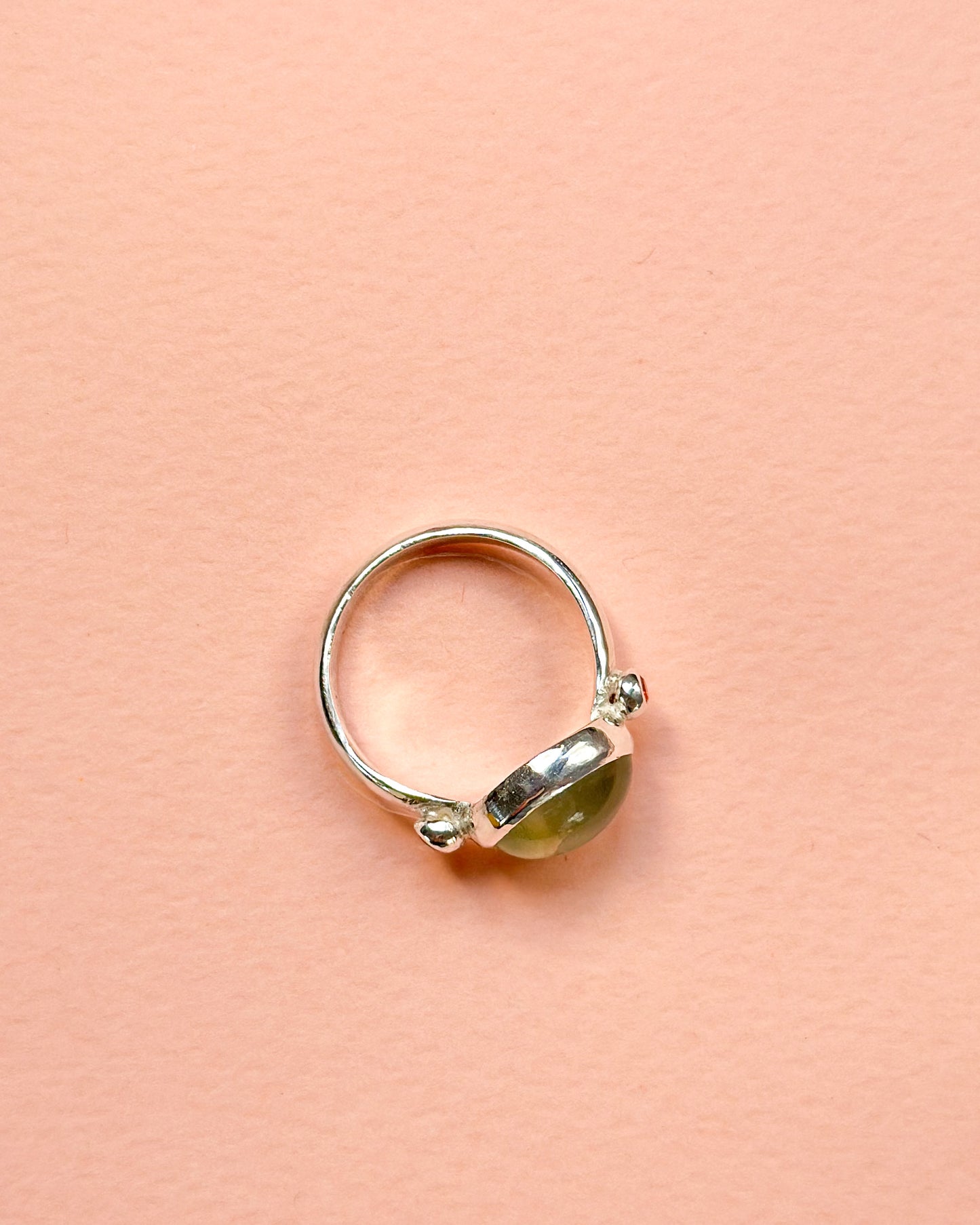 Nephrite ~Orange Zircon Sterling Silver Ring