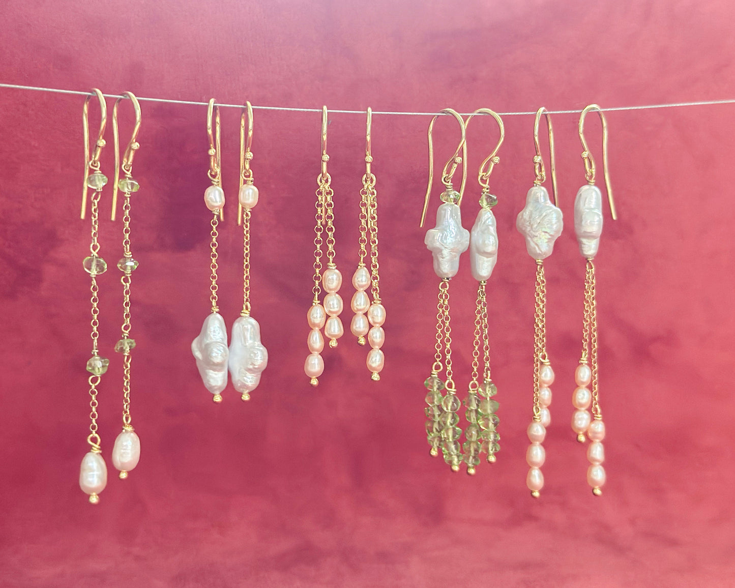 Peridot Pearl Earrings